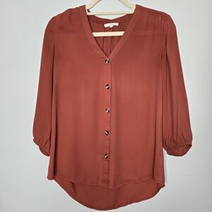 Maurices Orange Button Down Blouse XS